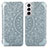 Leather Case Stands Fashionable Pattern Flip Cover Holder for Samsung Galaxy S21 5G Gray