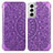 Leather Case Stands Fashionable Pattern Flip Cover Holder for Samsung Galaxy S21 FE 5G Purple