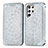 Leather Case Stands Fashionable Pattern Flip Cover Holder for Samsung Galaxy S21 Ultra 5G Gray