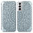 Leather Case Stands Fashionable Pattern Flip Cover Holder for Samsung Galaxy S22 Plus 5G Gray