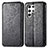 Leather Case Stands Fashionable Pattern Flip Cover Holder for Samsung Galaxy S22 Ultra 5G Black