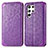 Leather Case Stands Fashionable Pattern Flip Cover Holder for Samsung Galaxy S22 Ultra 5G Purple