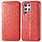 Leather Case Stands Fashionable Pattern Flip Cover Holder for Samsung Galaxy S22 Ultra 5G Red