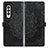 Leather Case Stands Fashionable Pattern Flip Cover Holder for Samsung Galaxy Z Fold3 5G Black