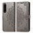 Leather Case Stands Fashionable Pattern Flip Cover Holder for Sony Xperia 1 III Gray