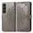 Leather Case Stands Fashionable Pattern Flip Cover Holder for Sony Xperia 1 V Gray