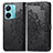 Leather Case Stands Fashionable Pattern Flip Cover Holder for Vivo iQOO Z6 Pro 5G Black