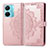 Leather Case Stands Fashionable Pattern Flip Cover Holder for Vivo iQOO Z6 Pro 5G Rose Gold