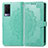 Leather Case Stands Fashionable Pattern Flip Cover Holder for Vivo V21e 5G Green