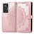 Leather Case Stands Fashionable Pattern Flip Cover Holder for Vivo X70 5G Rose Gold