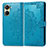 Leather Case Stands Fashionable Pattern Flip Cover Holder for Vivo Y02S Blue