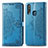 Leather Case Stands Fashionable Pattern Flip Cover Holder for Vivo Y11 Blue