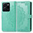 Leather Case Stands Fashionable Pattern Flip Cover Holder for Vivo Y35 4G Green