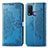 Leather Case Stands Fashionable Pattern Flip Cover Holder for Vivo Y50 Blue