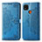 Leather Case Stands Fashionable Pattern Flip Cover Holder for Xiaomi POCO C3 Blue