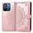 Leather Case Stands Fashionable Pattern Flip Cover Holder for Xiaomi Poco C55 Rose Gold