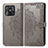 Leather Case Stands Fashionable Pattern Flip Cover Holder for Xiaomi Redmi 10 India Gray