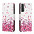 Leather Case Stands Fashionable Pattern Flip Cover Holder H01X for Samsung Galaxy S22 5G Clove Purple