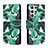 Leather Case Stands Fashionable Pattern Flip Cover Holder H01X for Samsung Galaxy S24 Ultra 5G Green