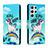 Leather Case Stands Fashionable Pattern Flip Cover Holder H01X for Samsung Galaxy S24 Ultra 5G Sky Blue