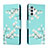 Leather Case Stands Fashionable Pattern Flip Cover Holder H02X for Samsung Galaxy A13 4G Cyan
