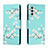 Leather Case Stands Fashionable Pattern Flip Cover Holder H02X for Samsung Galaxy A13 5G Cyan