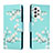 Leather Case Stands Fashionable Pattern Flip Cover Holder H02X for Samsung Galaxy A33 5G Cyan