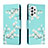 Leather Case Stands Fashionable Pattern Flip Cover Holder H02X for Samsung Galaxy A53 5G Cyan