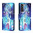 Leather Case Stands Fashionable Pattern Flip Cover Holder H02X for Samsung Galaxy S22 Plus 5G Blue