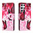 Leather Case Stands Fashionable Pattern Flip Cover Holder H02X for Samsung Galaxy S24 Ultra 5G Hot Pink