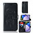 Leather Case Stands Fashionable Pattern Flip Cover Holder JX1 for Samsung Galaxy A03s Black