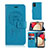 Leather Case Stands Fashionable Pattern Flip Cover Holder JX1 for Samsung Galaxy A03s Blue