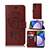 Leather Case Stands Fashionable Pattern Flip Cover Holder JX1 for Samsung Galaxy F02S SM-E025F Brown