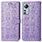 Leather Case Stands Fashionable Pattern Flip Cover Holder L01 for Xiaomi Mi 12S Pro 5G Purple