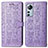 Leather Case Stands Fashionable Pattern Flip Cover Holder L01 for Xiaomi Mi 12X 5G Purple