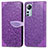 Leather Case Stands Fashionable Pattern Flip Cover Holder L02 for Xiaomi Mi 12S 5G Purple