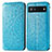 Leather Case Stands Fashionable Pattern Flip Cover Holder S01D for Google Pixel 6a 5G Blue