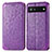 Leather Case Stands Fashionable Pattern Flip Cover Holder S01D for Google Pixel 6a 5G Purple