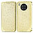 Leather Case Stands Fashionable Pattern Flip Cover Holder S01D for Huawei Honor 50 Lite Gold