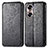 Leather Case Stands Fashionable Pattern Flip Cover Holder S01D for Huawei Honor 60 5G Black