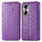 Leather Case Stands Fashionable Pattern Flip Cover Holder S01D for Huawei Honor 60 5G Purple