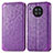 Leather Case Stands Fashionable Pattern Flip Cover Holder S01D for Huawei Nova 8i Purple