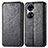 Leather Case Stands Fashionable Pattern Flip Cover Holder S01D for Huawei P50 Black