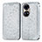 Leather Case Stands Fashionable Pattern Flip Cover Holder S01D for Huawei P50 Silver