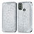 Leather Case Stands Fashionable Pattern Flip Cover Holder S01D for Motorola Moto E20 Silver