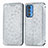 Leather Case Stands Fashionable Pattern Flip Cover Holder S01D for Motorola Moto Edge S Pro 5G Silver