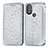 Leather Case Stands Fashionable Pattern Flip Cover Holder S01D for Motorola Moto G Play Gen 2 Silver