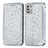 Leather Case Stands Fashionable Pattern Flip Cover Holder S01D for Motorola Moto G Stylus (2021) Silver