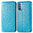 Leather Case Stands Fashionable Pattern Flip Cover Holder S01D for Motorola Moto G31 Blue