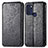 Leather Case Stands Fashionable Pattern Flip Cover Holder S01D for Motorola Moto G60s Black